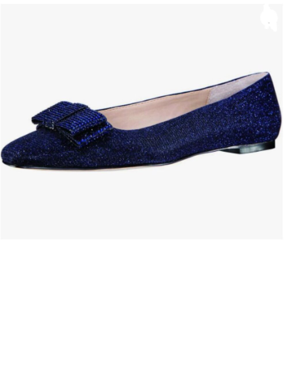 XYD Dark Blue Square Toe Ballet Flats Rhinestones Bows Low Heel Daily Shoes